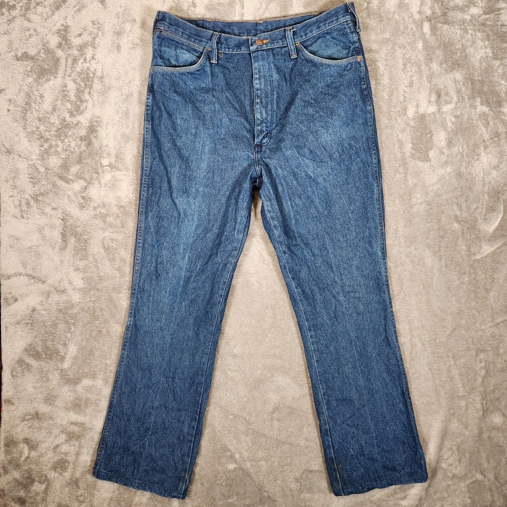 VTG Wrangler Jeans Mens 34X29 (Tag 36X31) Cowboy Cut 945NAY 70s 80s blue Vintage